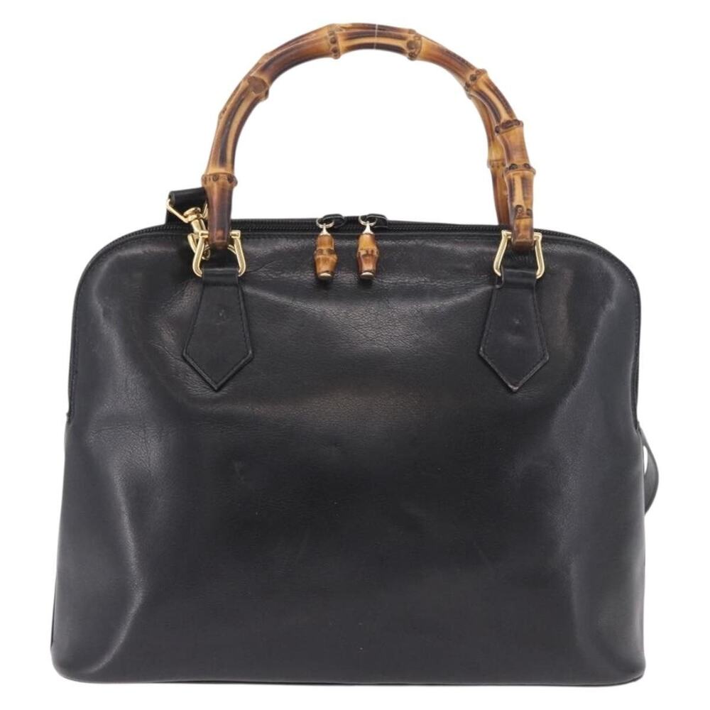 Gucci Bamboo Leather Handbag 000 Black